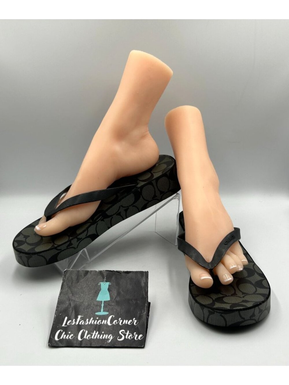 Coach Women's Black Rubber Zak Signature Sandals Size 10 3507
